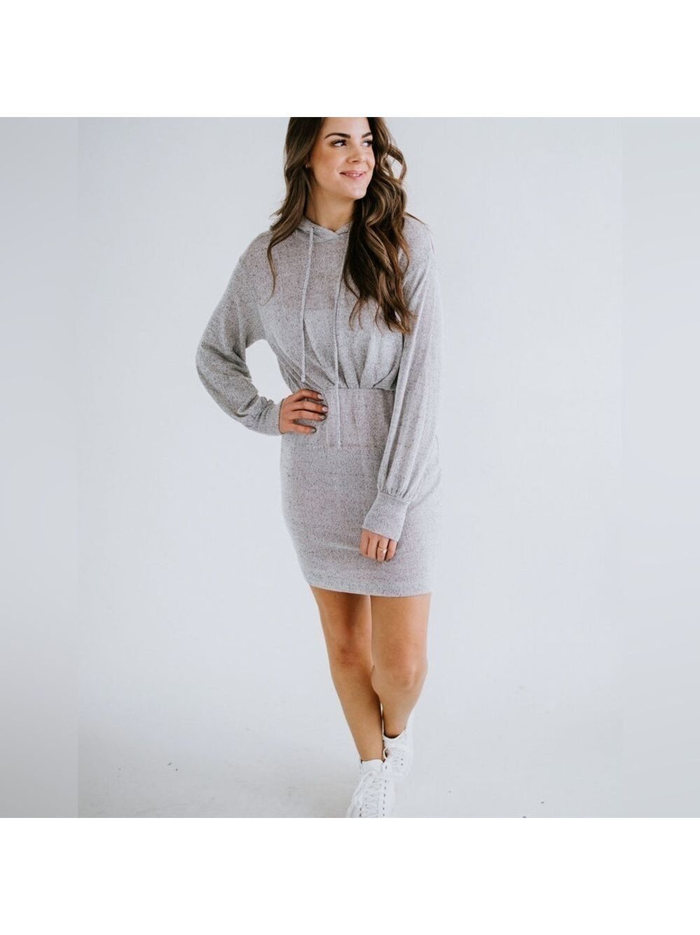 Andree By Unit Hoodie Dress Women Small Lightweight Knit Sport Casual Minimalist